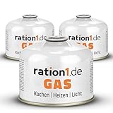 ration1 Gaskartuschen 3 x 230 g, EN 417 Schraubkartusche, Ventilkartusche,...