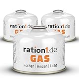 ration1 Gaskartuschen 3 x 230 g, EN 417 Schraubkartusche mit Ventil,...