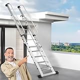 WhamtL Dachbodentreppe Teleskop-Dachbodentreppe mit Handlauf, Klappbare...