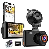 Dashcam Auto Vorne Hinten Dasch cam 4K+1080P WiFi AutoKamera mit 64G SD...