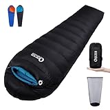 QEZER Daunenschlafsack Winter Daunen Schlafsack Outdoor 0°C bis -23°C...