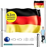 MONZANA® Aluminium Teleskop Fahnenmast 6,30m Bodenhülse 60cm inkl....