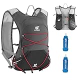 SKYSPER Laufweste, 12L Trinkrucksack mit 2 weichen Flaschen 500ml...
