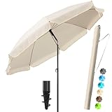 4smile Strandschirm SunnyJoy, Ø 180 cm Beige - UPF 50+ Sonnenschirm Strand...