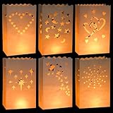 36 Stück Lichttüten, Weiß Lichtertüten,Herz, Sterne, Mond, Sonne,...