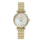 Fossil Damenuhr Carlie Mini, Quarzwerk, 28mm Gold Edelstahlgehäuse mit...