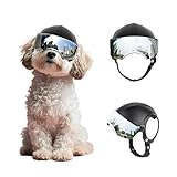 PETLESO Hundehelm mit Hundebrille UV-Schutz Hundesonnenbrille für kleine...