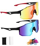FAOKZE 2 Stück Polarisiert Fahrradbrille,Fahrradbrille Winddicht,Radfahrer...