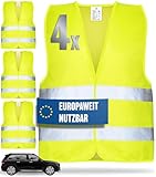 HELDENWERK Warnwesten Auto 4er Set Europaweit gültig nach aktueller Norm...