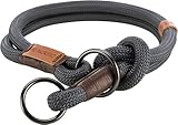 TRIXIE Zug-Stopp Hundehalsband BE NORDIC L-XL dunkelgrau / braun –...