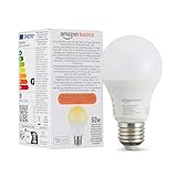 Amazon Basics smarte LED-Glühbirne, dimmbar, E27, sanftes Weiß, 8W (60W...