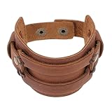 SOLUSTRE Breites Lederarmband Herren Punk Retro Stil Cuff Bracelet...