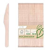 Love Nature Einwegbesteck Holzmesser 100 Stück - Holzbesteck Einweg -...