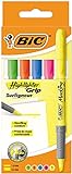 Bic 896055 Textmarker'Highlighter Grip', Keilspitze, 5er Etui, farblich...