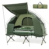 COSTWAY Feldbett mit Zelt, Campingbett mit Vorzelt, Luftmatratze,...