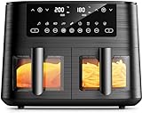 Heißluftfritteuse 2 kammern mit Sichtfenster, 9L Airfryer, 2 Fächer,...