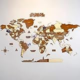 Colorfull Worlds NEU_3D-Weltkarte aus Holz, mehrschichtige Reisekarte mit...