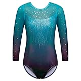 ZNYUNE Kinder Gymnastik Trikot mit Pailletten Mädchen Gymnastikanzug 3/4...