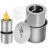 4 Edelstahl Bioethanol Brennertopf mit Glasfaserwolle und Deckel Ethanol...