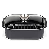 GSW Rechteckbräter Gourmet mit Aroma-Glasdeckel und Grilleinsatz, Aluguss,...