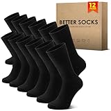 NUOZA 12 Paar Socken Herren 43-46 Schwarz Sportsocken Baumwolle...