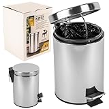 KARL HAUSMANN Kosmetikeimer Bad - 3L - Silber - Bad Mülleimer Edelstahl -...