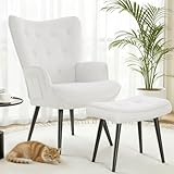 CLEVICH Ohrensessel - Gemütlicher Loungesessel mit Hocker, Lesesesselaus,...