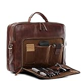 SID & VAIN Laptoptasche Simon aus Premium Leder I Business-Tasche XL groß...