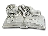 Bambelaa! Grabschmuck Deko Trauerartikel Grab-Engel auf Buch Grau Steinharz...