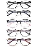 JOLISU 5er-Pack Lesebrille für Damen, blaues Licht, blockierend,...
