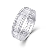 Skcess 9K Weißgold Damenringe, Ring Damen 2X4mm Moissanit Weiß 6.4ct...