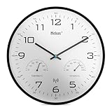 Mebus moderne Funk-Wanduhr mit Temperaturanzeige und Luftfeuchtigkeit, 30...