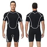 Owntop 3/2mm Shorty Neoprenanzug Herren - Rückenreißverschluss Wetsuit...