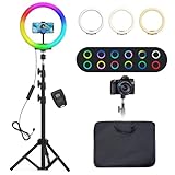 Ringlicht mit Stativ Handy - Ringleuchte LED mit 35 RGB-Modi - 3...