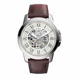 Fossil Herrenuhr Grant, mechanisches Automatikwerk, 45mm Silbernes...