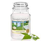 Yankee Candle Duftkerze im Glas (groß) | Clean Cotton | Kerze mit langer...