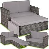 tectake Sofa Set - 2 Sitzer Sessel mit Hocker und Schlaffunktion, kleine...