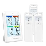 Brifit Thermometer Hygrometer mit 3 Sensoren, Digital Thermometer Innen...