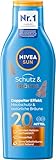 NIVEA SUN Schutz & Bräune Sonnencreme LSF 20 (200 ml), Sonnenmilch mit...