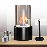 Tischkamin Tischfeuer mit Deko Steinen, Ethanol-Tischkamin aus Edelstahl...