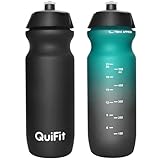 QuiFit Trinkflasche Fahrrad 750 ml, Fitnessflasche Sport Leichtgewicht 2er...