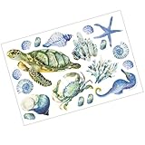 DECHOUS Selbstklebendes Meeresschildkröten Wandtattoo PVC Unterwasserwelt...