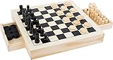 small foot Spiele-Set Schach, Dame & Mühle aus Holz, 3 Spiele-Klassiker im...