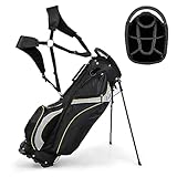 COSTWAY Golfbag, Golf Stand Bag mit Standfüßen, Regenhaube & 8-facher...