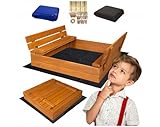 Sandkasten mit Sitzbank 100 x 100 cm, Abdeckung, imprägniertes Holz,...