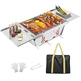 Dripex Holzkohlegrill Faltbare, Einstellbar Campinggrill Tragbarer...
