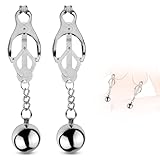 BDSMLOVE Nippelklemmen Brustwarzen Stimulator Set mit Gewichtete Stahlkugel...