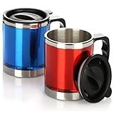 com-four® 2-teiliges Set Iso-Kaffeebecher, 300 ml Reisebecher mit Henkel...