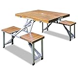 CASARIA® Campingtisch mit Stühlen Klappbar Tragegriff Schirmhalter 4...
