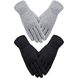 SATINIOR 2 Paar Damen Winterhandschuhe Gestrickte Touchscreen Finger...